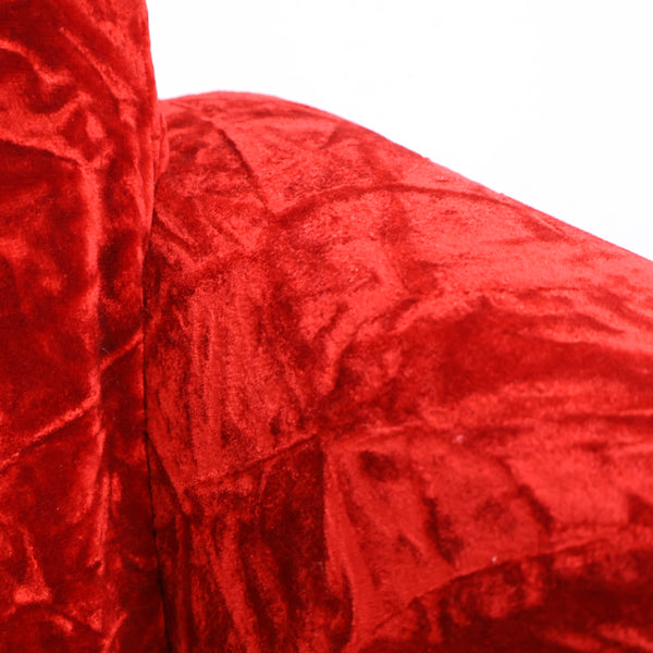 赤いベロア張りの1人掛けソファ