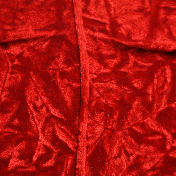 赤いベロア張りのコーナーソファ