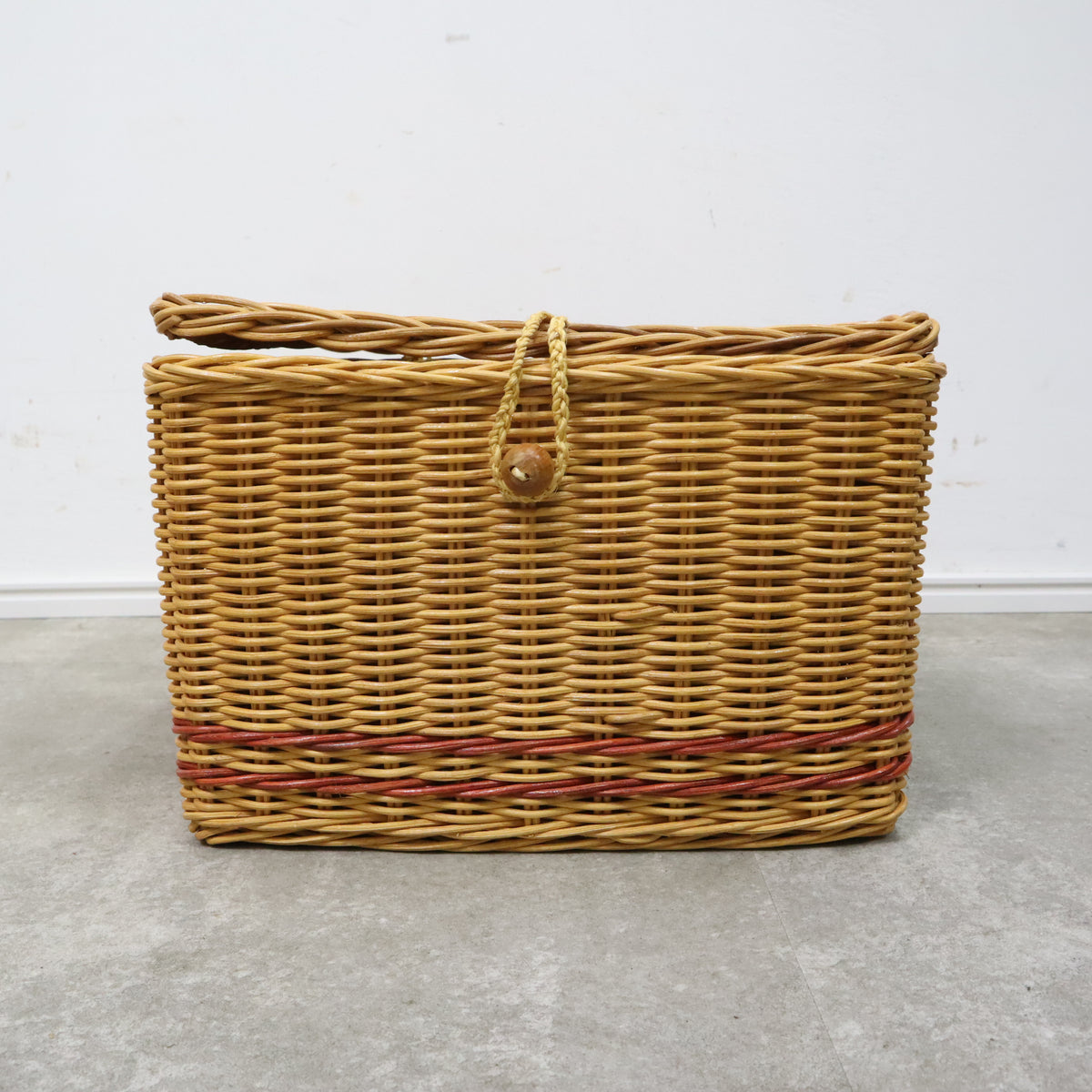 裁縫箱 ラタン製長方形バスケット ラタン編みの裁縫箱・カゴ