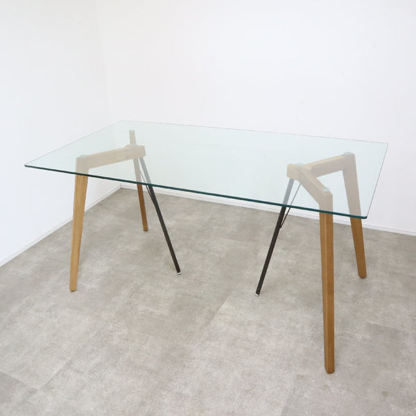 【店舗受取限定】a.depeche/アデペシュ G-knot glass table 1500 ジーノットグラステーブル