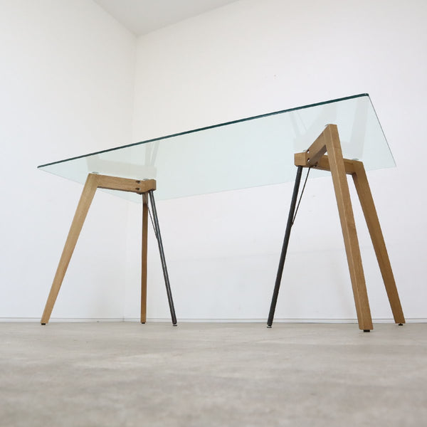 【店舗受取限定】a.depeche/アデペシュ G-knot glass table 1500 ジーノットグラステーブル