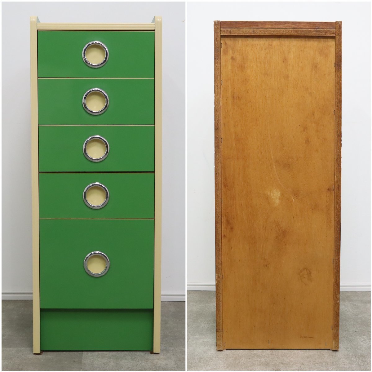 昭和レトロポップ チェスト 収納棚 箪笥 グリーン 小ぶりサイズ - 収納家具