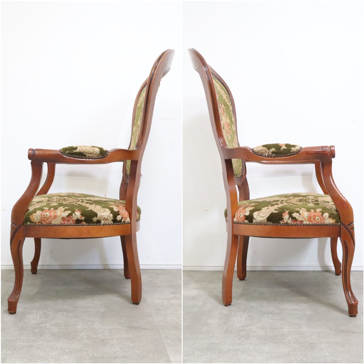 【美品】アンティークの椅子 英国アンティークの椅子、立体的な透かし彫りが美しいマホガニー