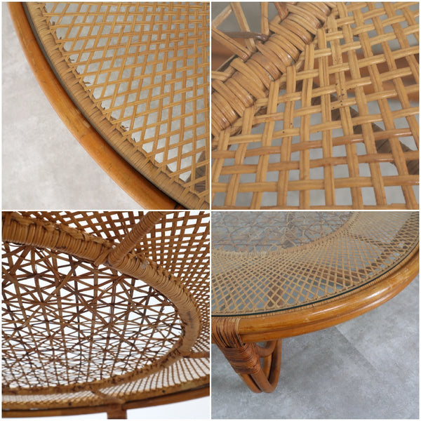 ラタン ガラステーブル 籐家具
