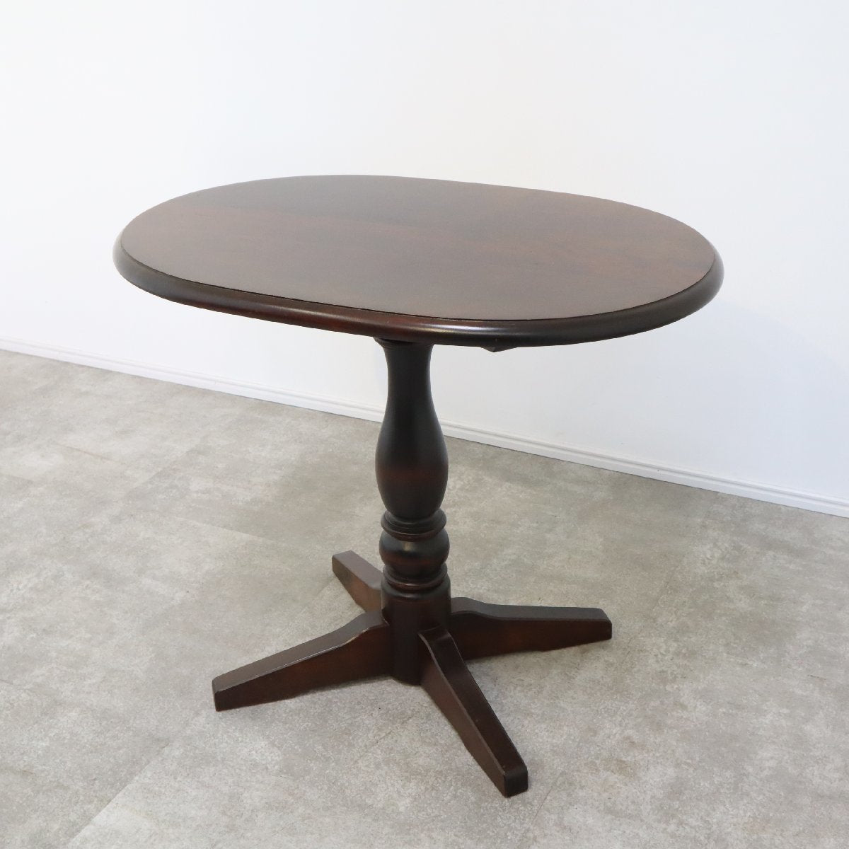 北海道民芸家具 サイドテーブル ダークブラウン楕円形テーブル 美品