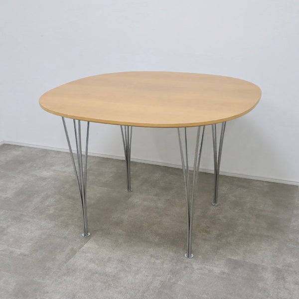 Fritz Hansen フリッツハンセン ダイニングテーブル Bテーブル スーパー円 杢目 アルネ・ヤコブセン【08C2208013】