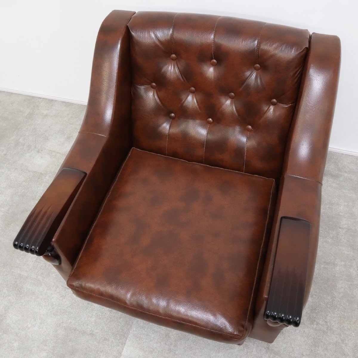 1人掛け ソファ 昭和レトロ 応接 ブラウン 1P 肘掛け ソファ ブラウン