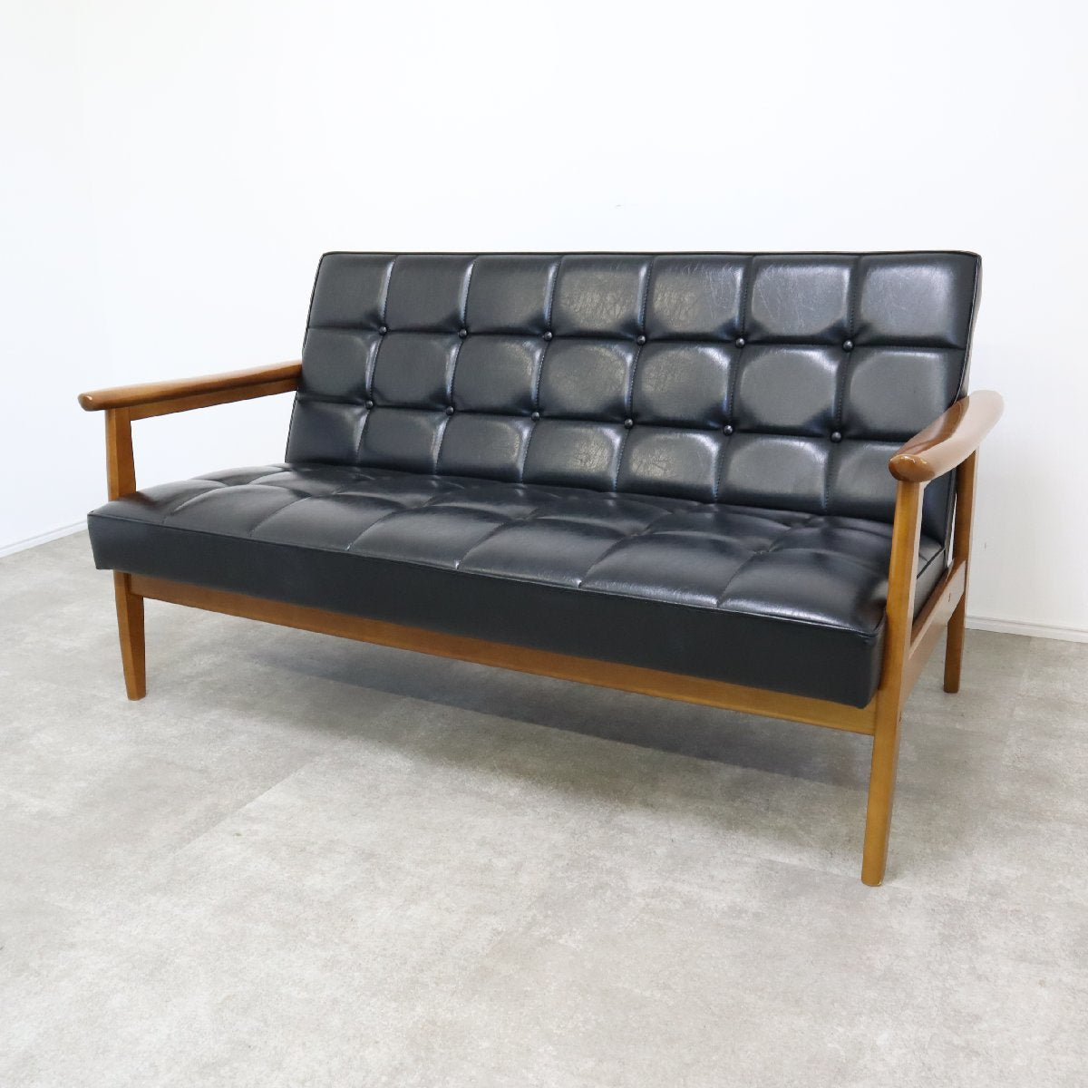 カリモク 60 2シーター Kチェア ブラック レザー ソファ 美品