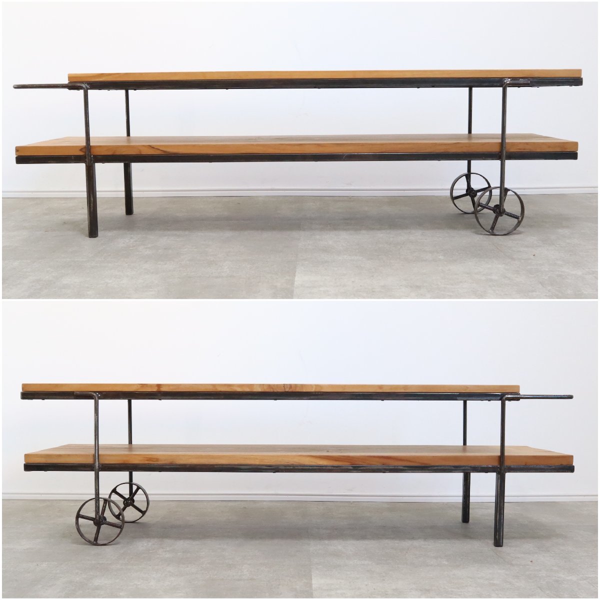 アンティーク調 テレビボード ローボード アイアンフレーム 古材 TVボード 楽天市場】アイアンフレームと古材のテレビ台・ローボード（完成