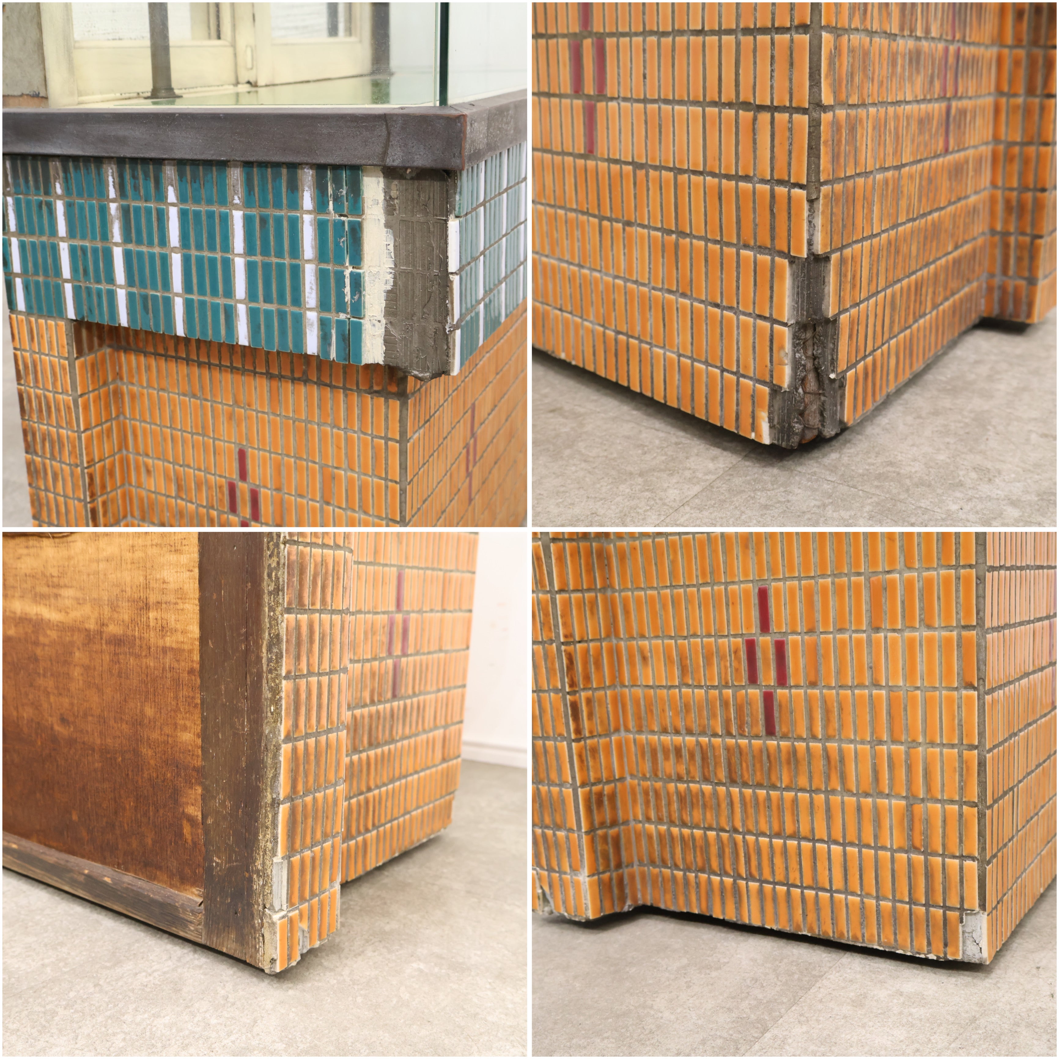 店舗受取限定】和製アンティーク 昭和レトロなL字のガラスショーケース