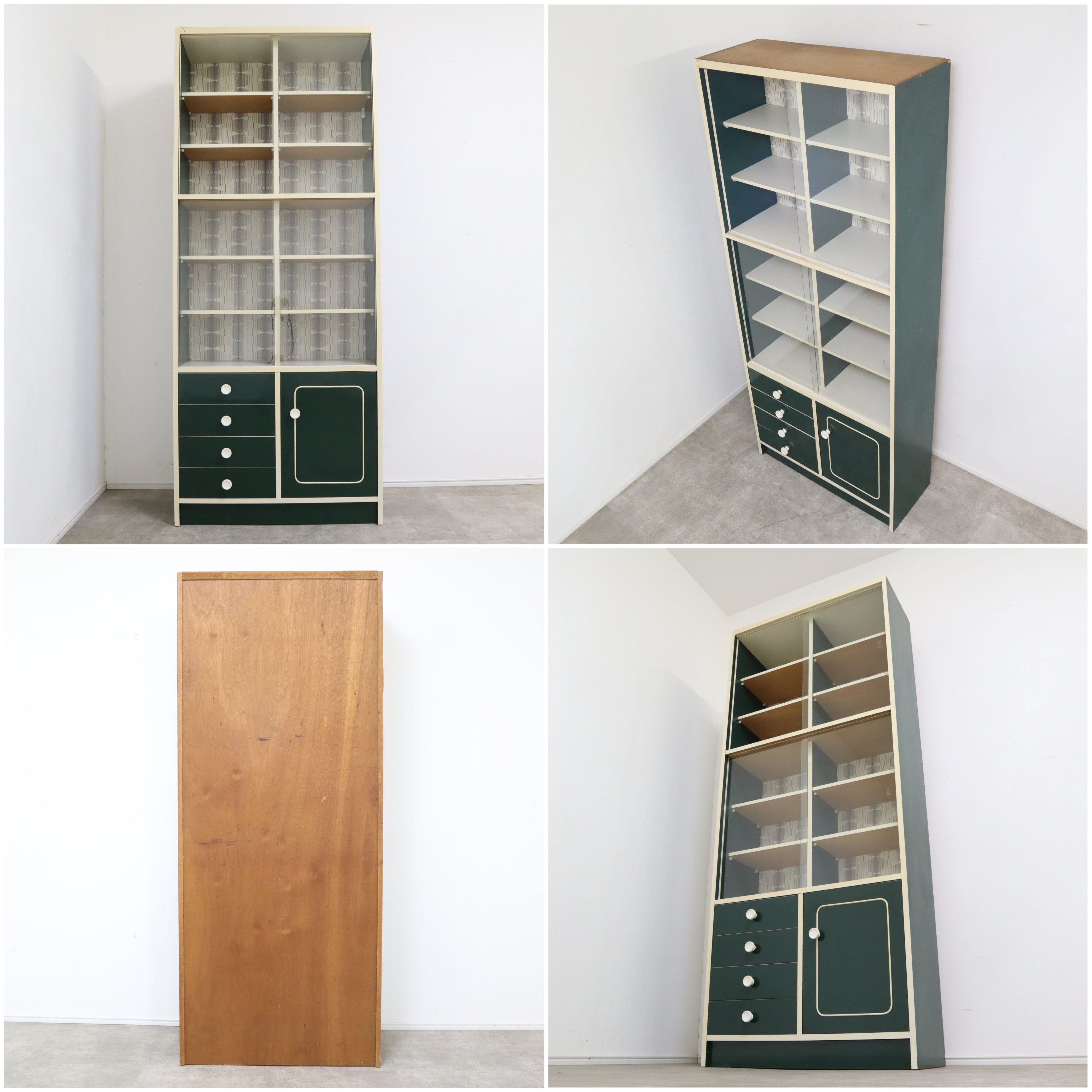 深みのあるグリーンのレトロな食器棚・キャビネット – バナル