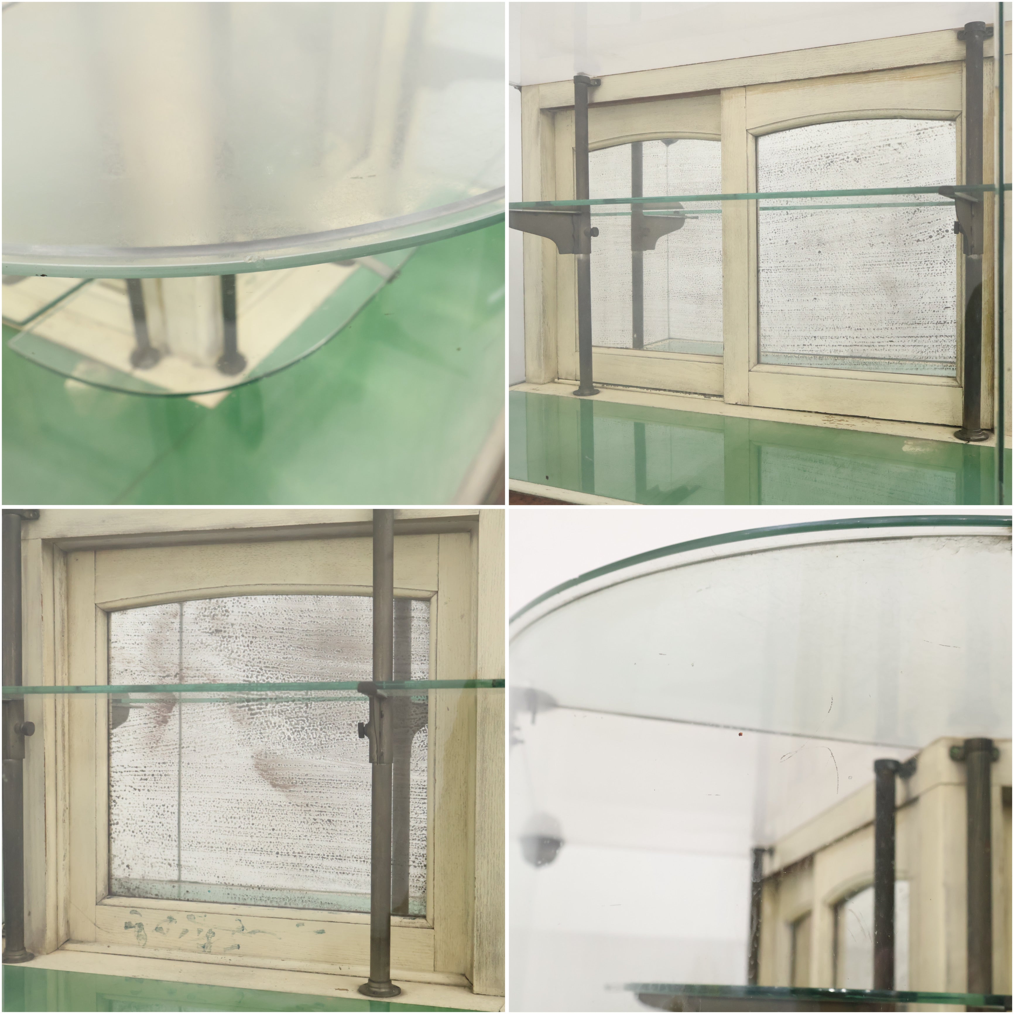 店舗受取限定】和製アンティーク 昭和レトロなL字のガラスショーケース