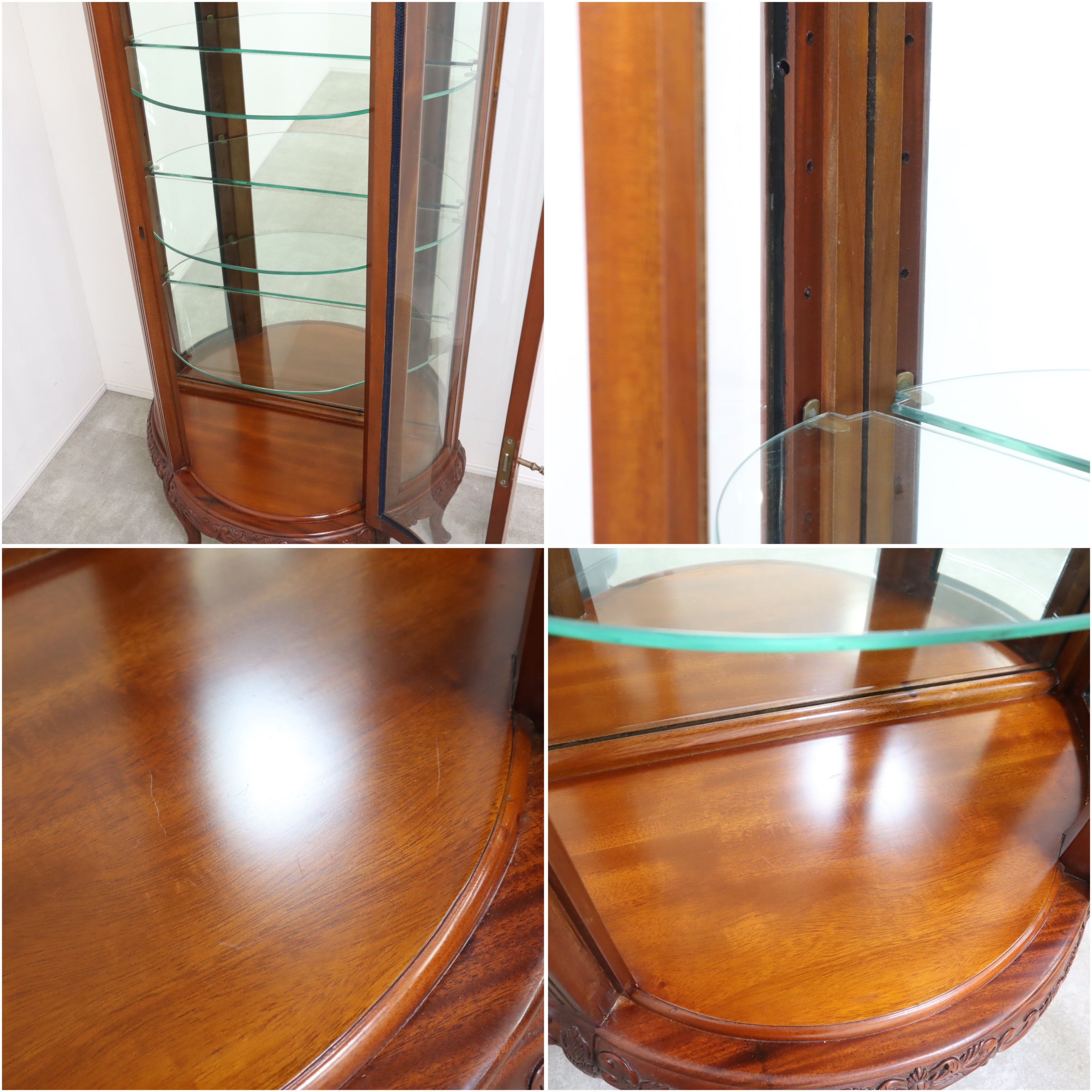 店舗受取限定】アンティーク調ガラスキャビネット・ハーフムーン