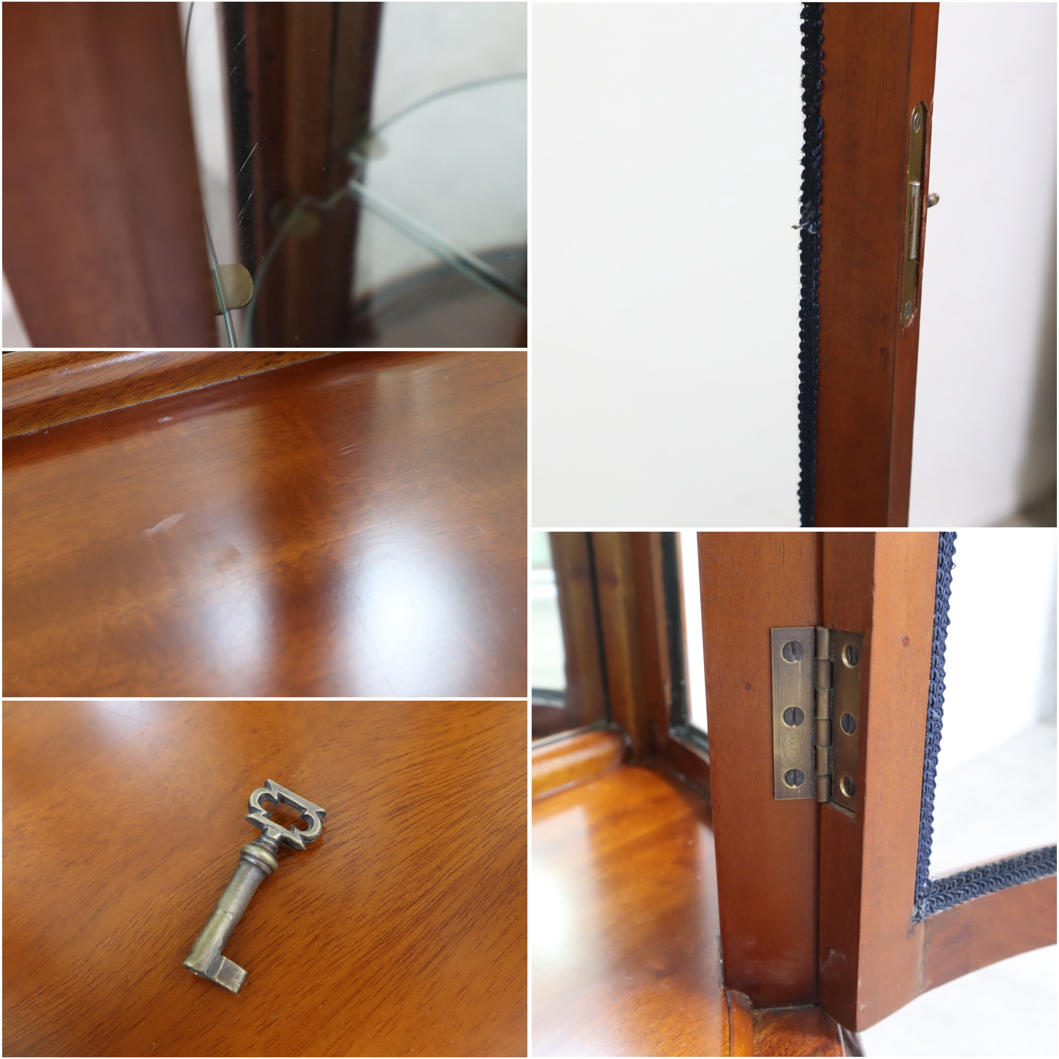 店舗受取限定】アンティーク調ガラスキャビネット・ハーフムーン