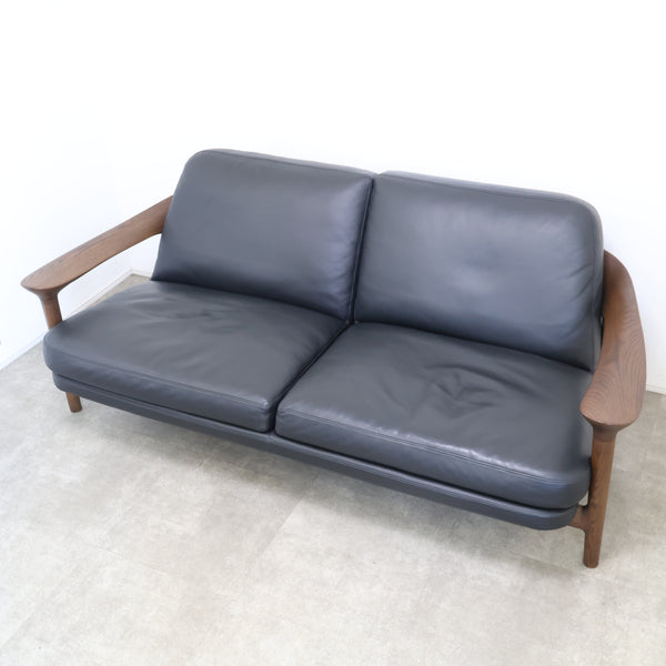 朝日木材加工 BRIDGE SOFA 2シーター 2人掛け（黒本革）