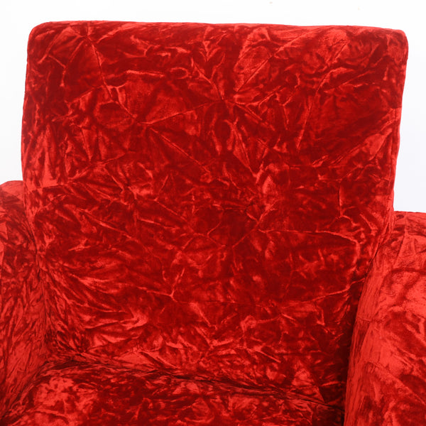赤いベロア張りの1人掛けソファ