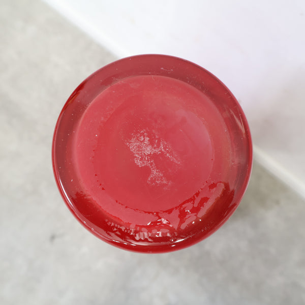 赤い水玉ガラスのフラワーベース