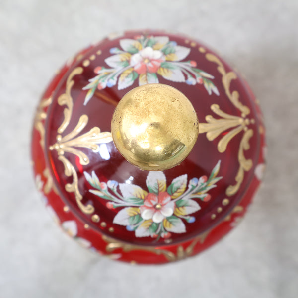 ベネチアングラスの豪華な蓋付きシュガーポット・コンポート