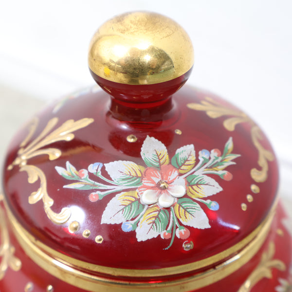 ベネチアングラスの豪華な蓋付きシュガーポット・コンポート