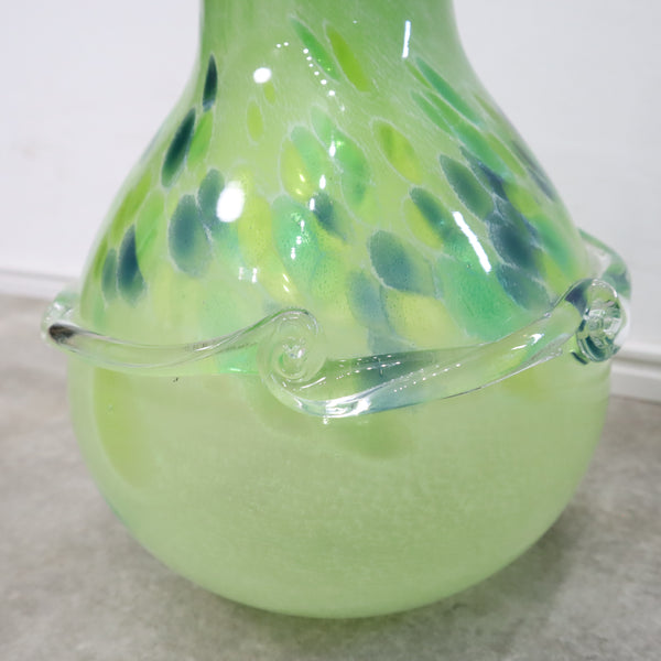 グリーン系マーブルガラスの花瓶・フラワーベース