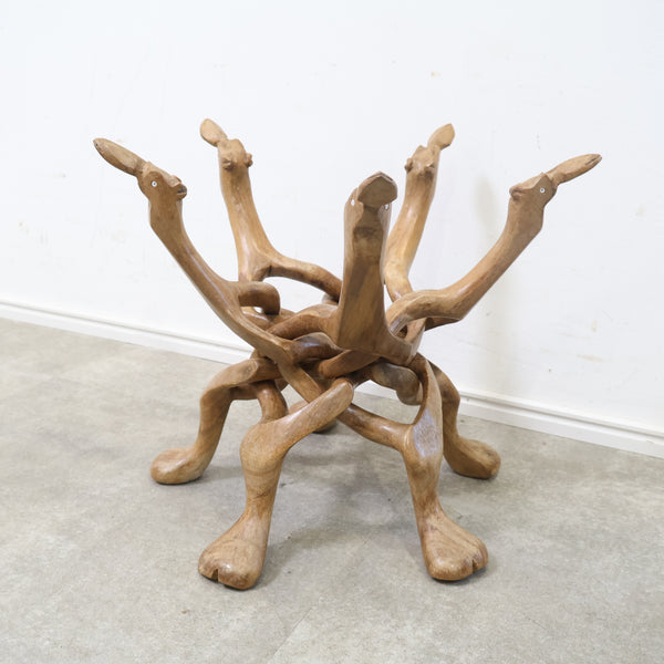 ラクダモチーフ 木彫り細工の折りたたみ式花台