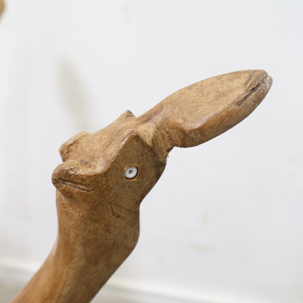 ラクダモチーフ 木彫り細工の折りたたみ式花台