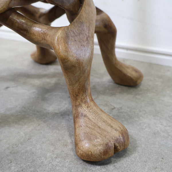 ラクダモチーフ 木彫り細工の折りたたみ式花台