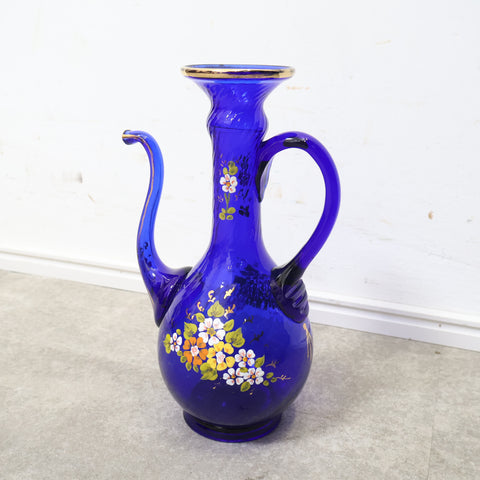 ペイント装飾のガラスピッチャー（花瓶）