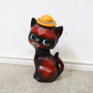 木彫りの猫の貯金箱