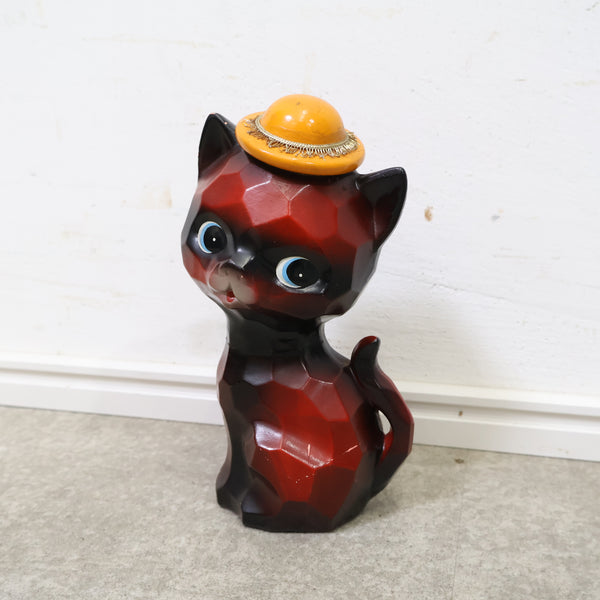 木彫りの猫の貯金箱