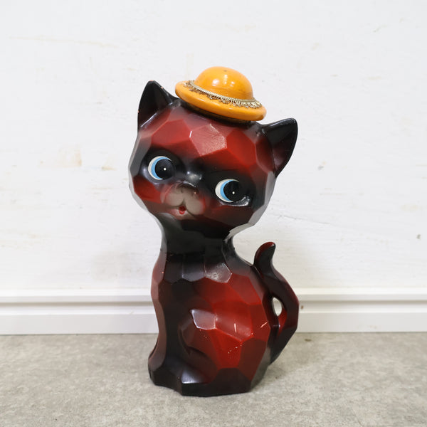 木彫りの猫の貯金箱