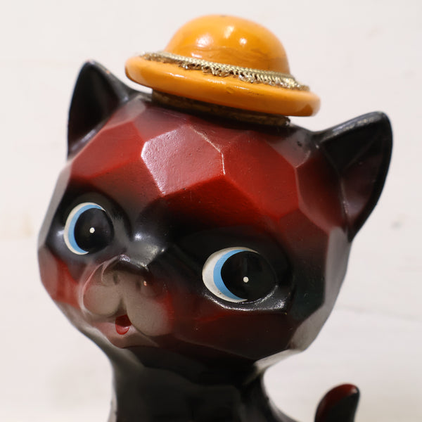 木彫りの猫の貯金箱