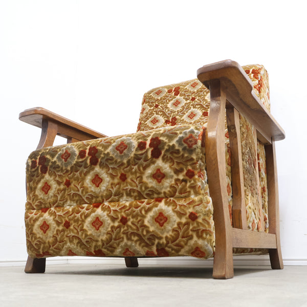 レトロな金華山織の1人掛けソファ No.1