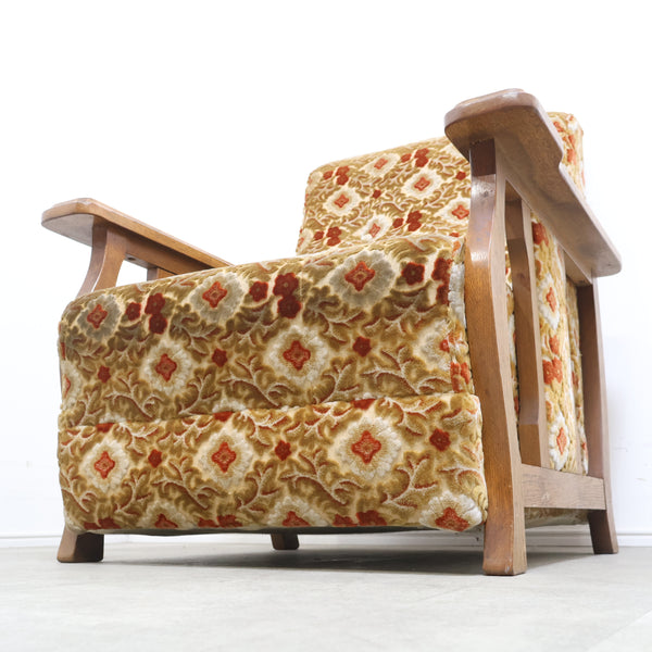 レトロな金華山織の1人掛けソファ No.2