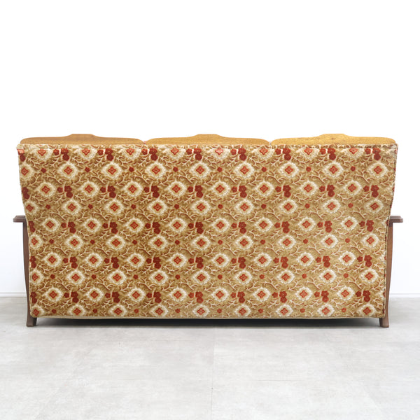 レトロな金華山織の3人掛けソファ