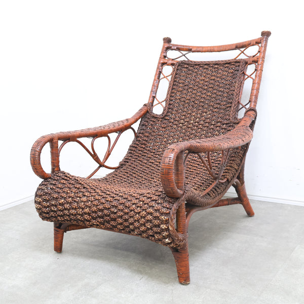 ヴィンテージ のラタンリクライニングチェア