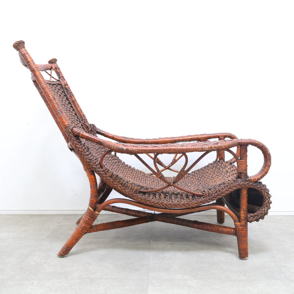 ヴィンテージ のラタンリクライニングチェア