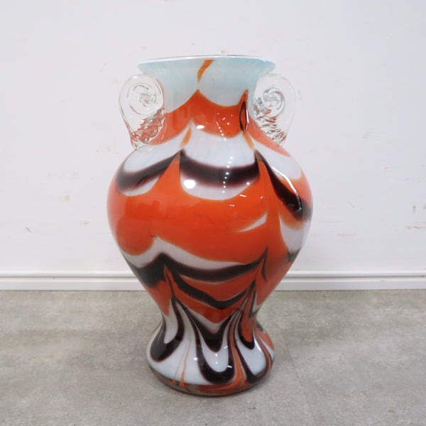 オレンジ マーブル模様のフラワーベース・花瓶