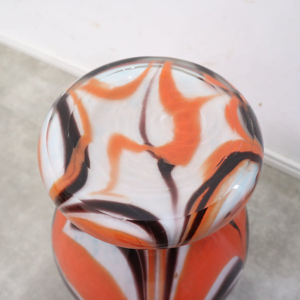 オレンジ マーブル模様のフラワーベース・花瓶