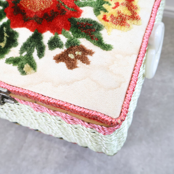 花柄刺繍の裁縫箱