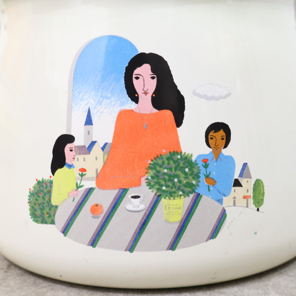 レトロなイラストのホーロー製ケトル