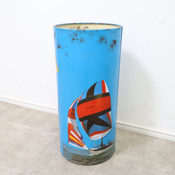 ヨット柄のゴミ箱缶