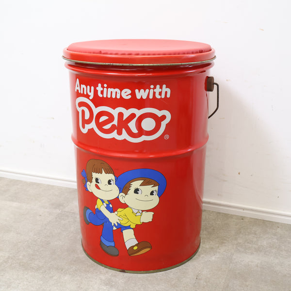 当時物！ぺこちゃんの缶スツール・小物入れ