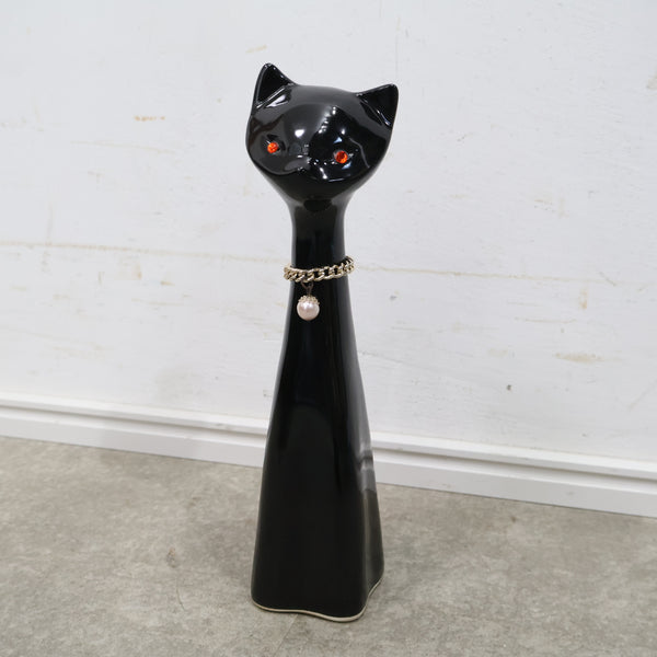猫モチーフの陶器オブジェ（黒）
