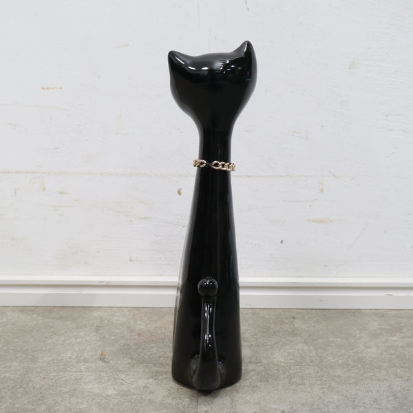 猫モチーフの陶器オブジェ（黒）