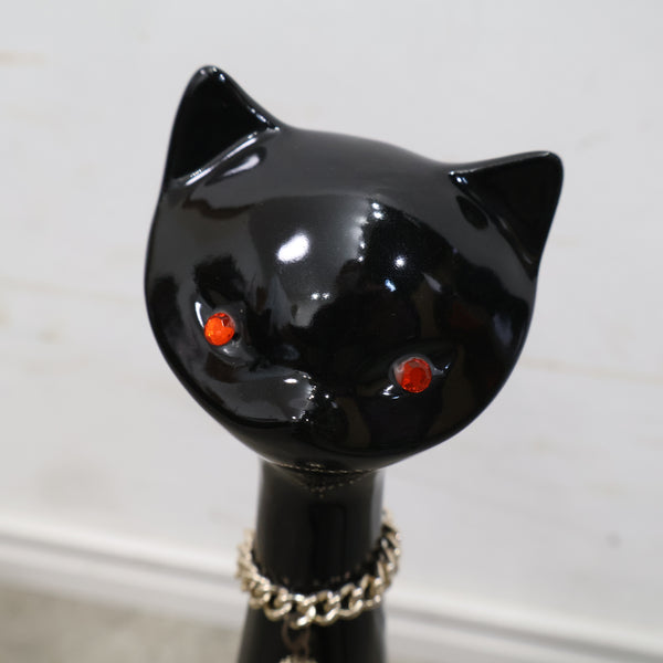 猫モチーフの陶器オブジェ（黒）