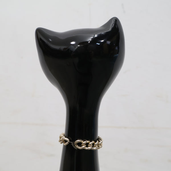 猫モチーフの陶器オブジェ（黒）
