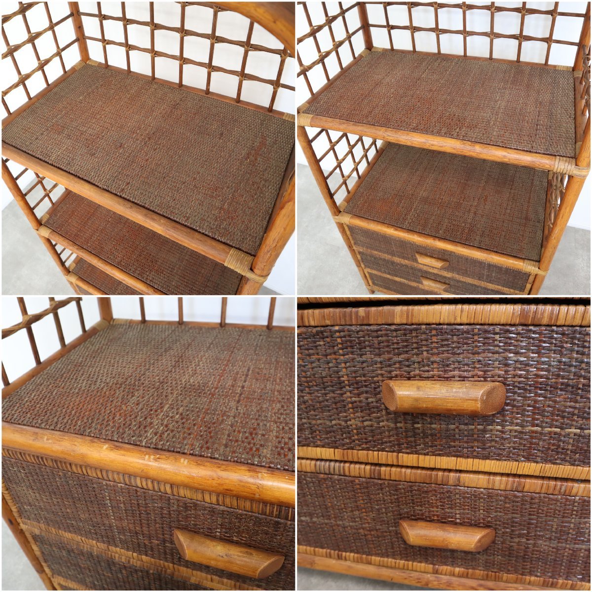 籐（ラタン）製オープンシェルフラック – バナルオンライン