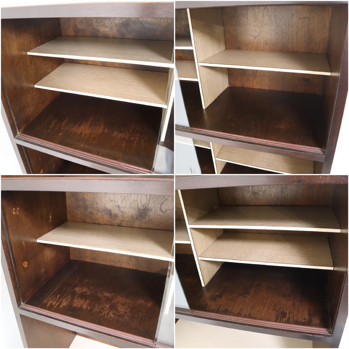 【美品】レトロポップ 木目調 食器棚 水屋箪笥 食器棚 カップボード 収納棚 欅 檜 アンティーク 古家具 中古