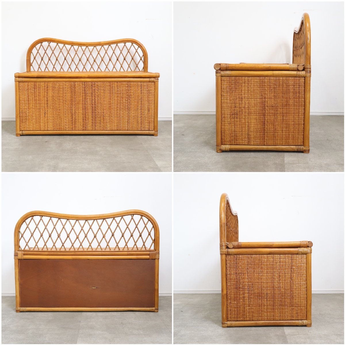 ラタン家具 籐家具 ベンチ収納 レトロ ラタン家具 籐家具 ベンチ収納 レトロ